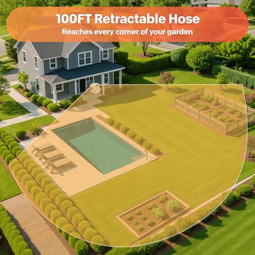 Ayleid Retractable Garden Hose Reel, 1/2"x100ft Wall Mount - color: Light Gray, size: 100FT