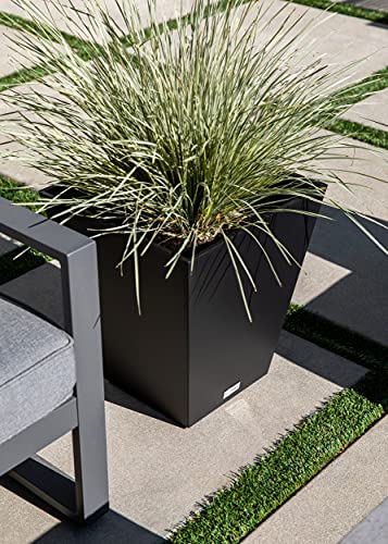 Veradek Pure Series Nobleton Planter - Tapered Square Outdoor Planter - color: Black, size: 22 inch