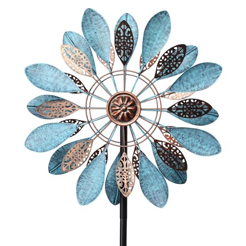 WONDER GARDEN Wind Spinners Outdoor - Metal Wind Spinner Windmill, 4.3 Ft Kinetic Wind Sculpture & Spinners for Yard Patio Lawn Decor - size: 4.2 ft
