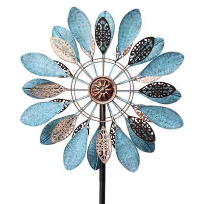 WONDER GARDEN Wind Spinners Outdoor - Metal Wind Spinner Windmill, 4.3 Ft Kinetic Wind Sculpture & Spinners for Yard Patio Lawn Decor - size: 4.2 ft