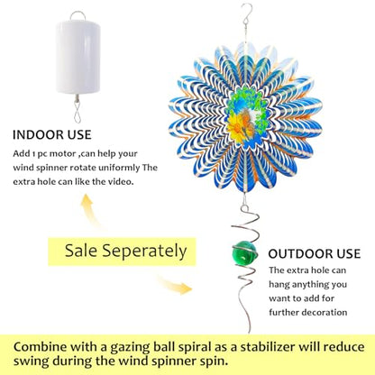 Animated Butterfly Wind Spinner - 12inch 3D Hanging Wind Sculpture - color: Animated Butterfly