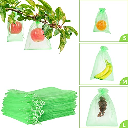 MIXC 100 Pcs Fruit Protection Bags, 8"x12" Fruit Net Cover with Drawstrings - size: 8''×12''