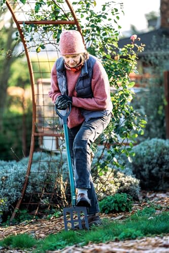Steel-Handle Garden Fork, 42 Inch Tall, High-Strength Steel Construction