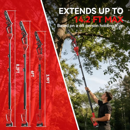 ONEVAN 4-in-1 Battery Pole Saw & Electric Pruning Shears 2x 3.0Ah Battery