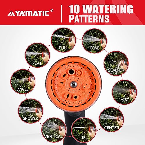YAMATIC Heavy Duty Garden Hose Nozzle, 10 Adjustable Spray Patterns, 1PCS - style: Thumb Control-10 Spray Patterns