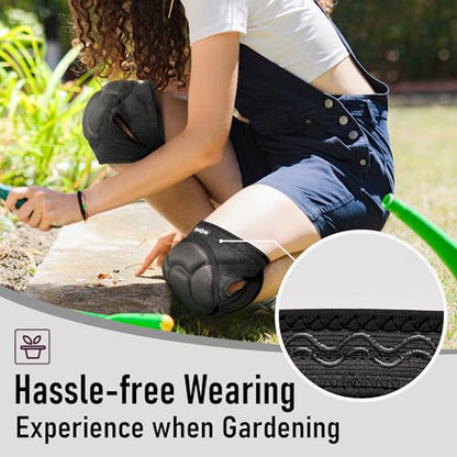 COOLJOB Men Women Knee Pads for Gardening Work Floor Cleaning with Foam Pad - color: Black