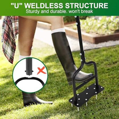 sancat Aerator Lawn Tool,Manual Lawn aerators with 11 Iron Spikes,Sturdy Handle Grass Aerator for Yard,Lawn Aerator Tool for Garden, Revives Lawn Health.