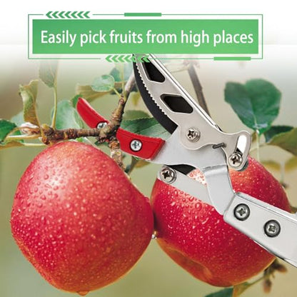 3.67-5.45Ft Extendable Cut & Tree Trimmer for Precision Gardening Pruning & Fruit picking, Long Reach Pruning Shears - Lightweight Aluminum Rust-Resistant Picker, Branch Bypass Loppers(1/2" Max Cut)