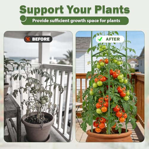 6 Pack 48 Inch Tomato Cages for Garden Plant Supports