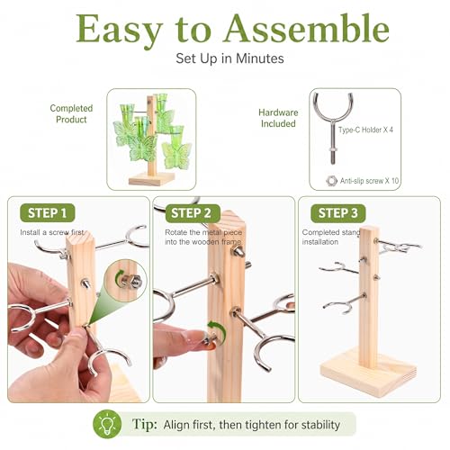 Nacome Plant Terrarium Propagation Stations: Green Vase with Wooden Stand - color: Green