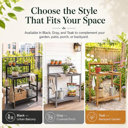 YEFU Potting Table, All-Weather Resistant,Grey - color: Gray, size: Classic
