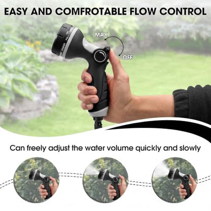 Garden Hose Nozzles,Hose Spray Nozzle with Adjustable 10 Watering Patterns - color: Black