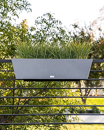 Veradek Pure Series Railing Planter - Tapered Window Box with Bracket - color: Gray, size: 36 inch - 2 Pack