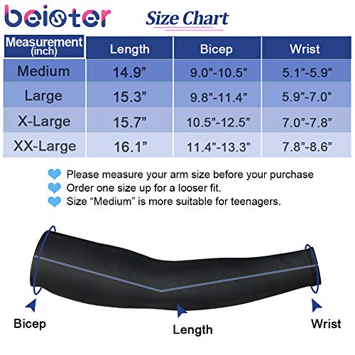 beister UV Protection Arm Sleeves for Men & Women, UPF 61+ Cooling Cover - color: Green, size: Medium