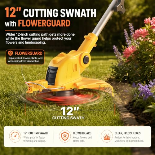 21V Electric Weed Wacker Cordless String Trimmer 2 X 2.0Ah Batteries
