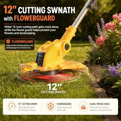 21V Electric Weed Wacker Cordless String Trimmer 2 X 2.0Ah Batteries