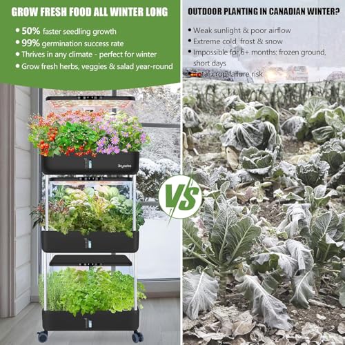Hydroponics Growing System, 66-Pod Indoor Garden with Seeds - size: 3-Tier
