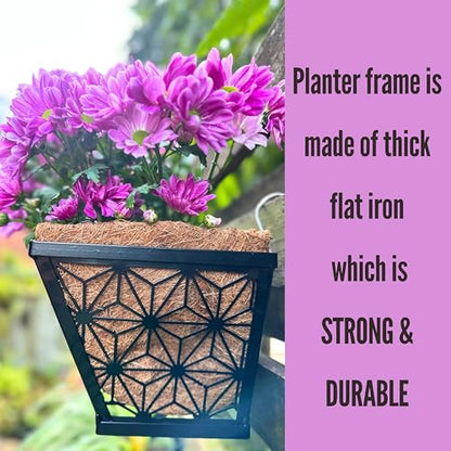 LaLaGreen Large Black Wall Planter (24 in, 2 Pack) Metal Window Boxes - size: 24" (61cm) x 2 pack