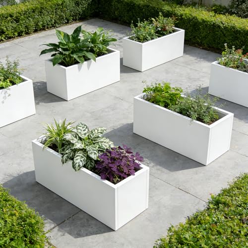 Metal Rectangular Planter 36" L x 15" W x 15" H, Galvanized Steel - color: White, size: 36" L x 15" W x 15" H