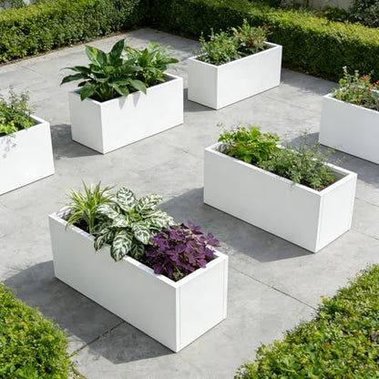 Metal Rectangular Planter 36" L x 15" W x 15" H, Galvanized Steel - color: White, size: 36" L x 15" W x 15" H