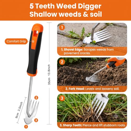 Weed Puller Tool Set, 3 Weeding Tools with Garden Gloves