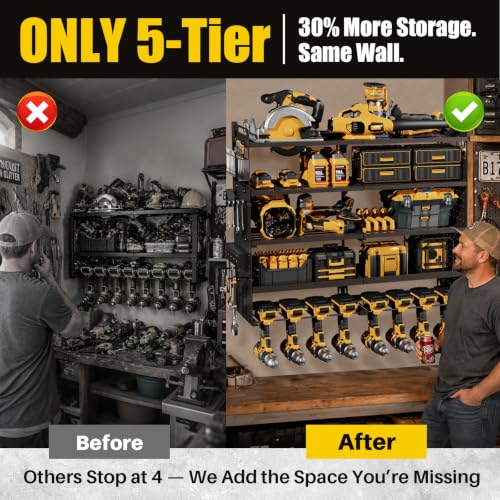 Large 5-Tier Power Tool Organizer Wall Mount, Charging Station, 34'' Wide - size: 34''Width (POWER STATION)