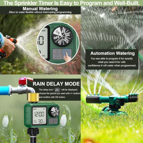 2 Pack Water Timer for Outdoor Garden Hose, Sprinkler Timer - style: 1 Brass Outlet-2 Pack