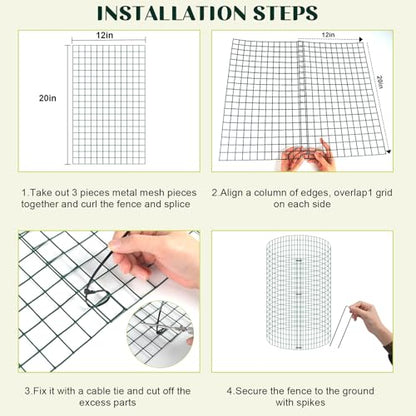 10 Sets 20"x 12" Wire Plant Protector from Animals, Plant Protector Cages - color: Green-10pcs