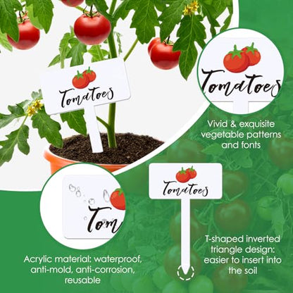 30 Pcs Acrylic Vegetable Labels Signs Waterproof Plant Marker