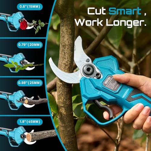 SEESII 2-in-1 Pole Electric Pruning Shears, 1.8" Cut Pole Cordless Pruner - color: Sky Blue