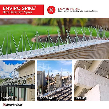 Bird B Gone EnviroSpike Plastic Bird Spikes, 24ft, Clear - size: 24 Feet Long