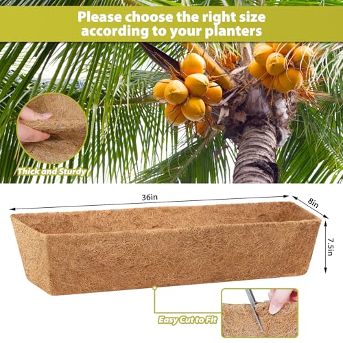 Legigo 2 Pack Rectangle Coco Liners for Planters- 36 Inch Window Box Liners - size: 36 Inch
