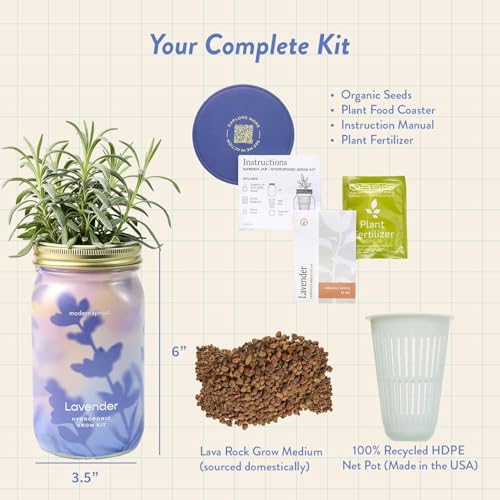 Modern Sprout Mason Garden Jar - Self-Watering Hydroponics Kit - Lavender - color: Lavender, size: Garden Jars