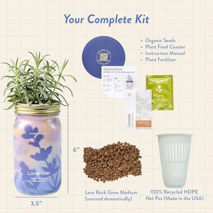 Modern Sprout Mason Garden Jar - Self-Watering Hydroponics Kit - Lavender - color: Lavender, size: Garden Jars