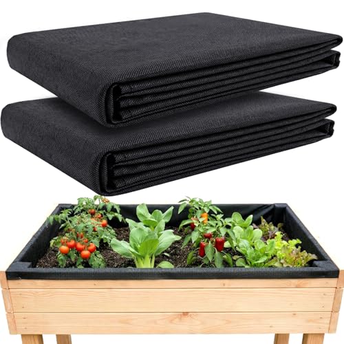 2PCS 63 * 83IN Raised Garden Bed Liner, Non Woven Fabric for Large Veg Trough, Cuttable Plant Liner Keeps Soil Contained & Water Drainage for Outdoor Planter Veg Trough - size: 63 * 83IN