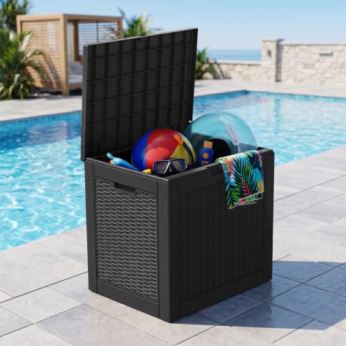 32 Gallon Outdoor Storage Box Waterproof Deck Box Patio Storage - color: Black, style: 32Gallon-style1