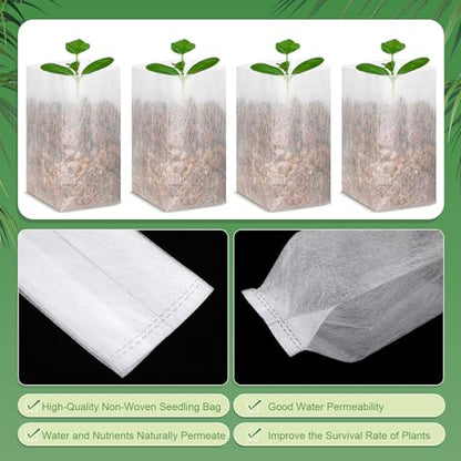 1000 Pcs Seedling Non Woven Plants Nursery Grow Bags 5.9 X 6.3 Inch