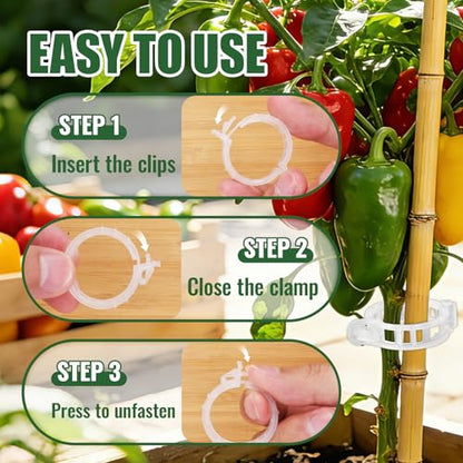 300Pcs Thickened Tomato Clips, Plant Support Clips Plastic Trellis Clips - color: White