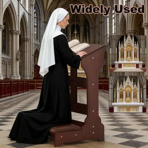 Prayer Kneeler, 23" x 20" x 36" Prayer Bench with Padded Cushion