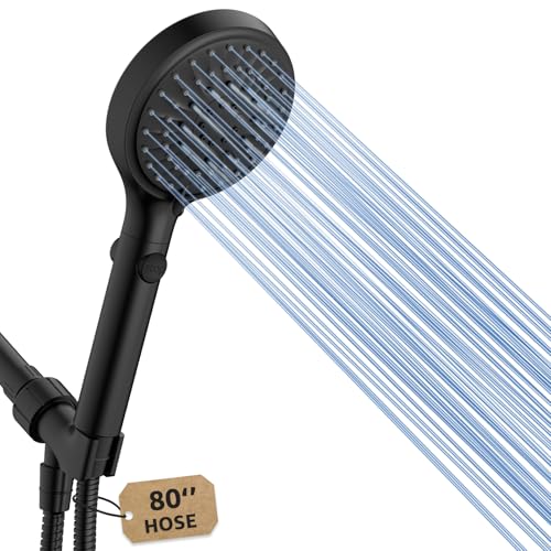 FASDUNT Shower Head with Handheld, High Pressure Showerhead with Hose Black - color: Matte Black, style: 6 Spray-Settings