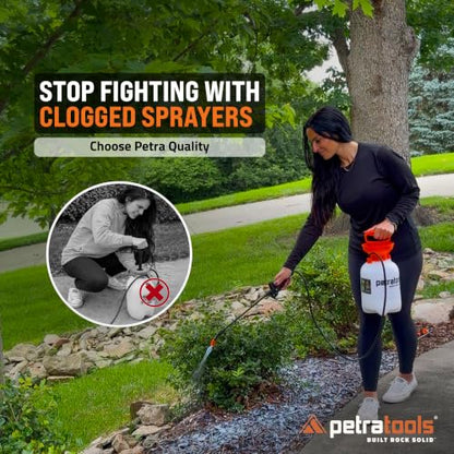 PetraTools HD101 Garden Pump Sprayer, 52-in Long Hose & 2 Nozzles, 1 Gallon - size: 1 Gallon