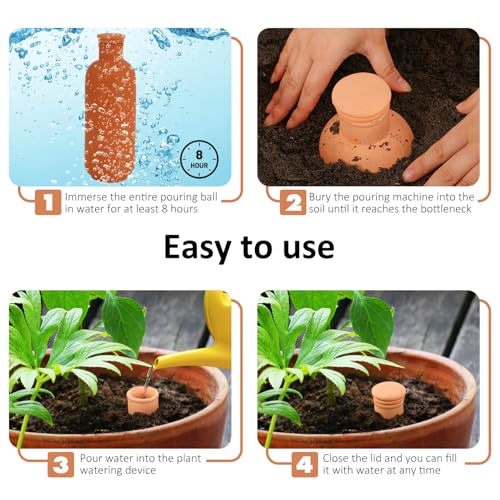 3pcs Terracotta Plant Watering Globes 3.5 * 10inch Terracotta Watering Pots Self Watering Planter 900ml for Indoor Outdoor Plants Clay Plant Watering Globes Planter Insert Watering Pots - style: Ｇ