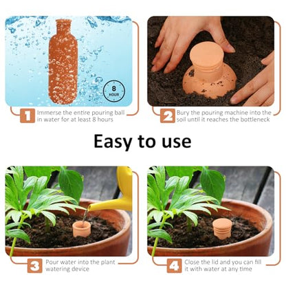 3pcs Terracotta Plant Watering Globes 3.5 * 10inch Terracotta Watering Pots Self Watering Planter 900ml for Indoor Outdoor Plants Clay Plant Watering Globes Planter Insert Watering Pots - style: Ｇ