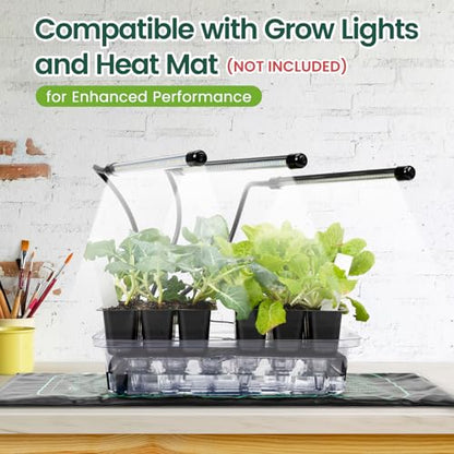 SOLIGT Self Watering Seed Starter Trays with Humidity Domes 6 Pack 144 Cell
