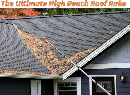 4-12 ft Telescoping Roof Rake for Leaves and Pines (20 ft Reach) - size: 12 Feet