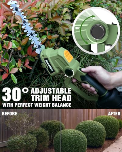 21V Mini Cordless Hedge Trimmer with Battery, Charger and 4.5"/8.5" Blades