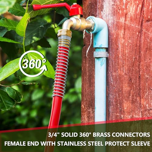 5/8" Garden Hose 200ft, -40℉ To 190℉ Hot/Cold Rubber hose, Red - color: Red, size: 200Ft