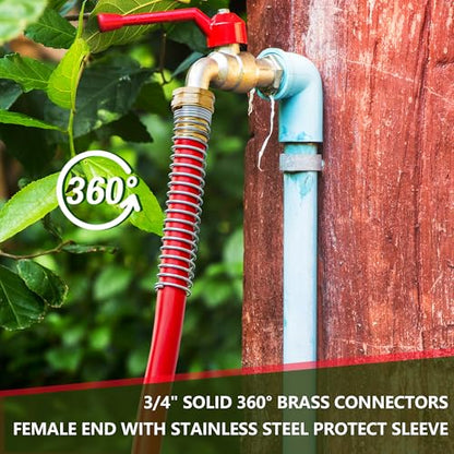5/8" Garden Hose 200ft, -40℉ To 190℉ Hot/Cold Rubber hose, Red - color: Red, size: 200Ft
