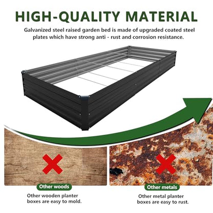 2PCS 12x4x1ft Galvanized Raised Garden Bed Kit,Gardening Planter Box - color: Black, size: 12x4x1FT(2PCS)
