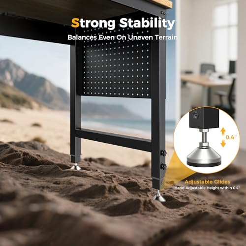 CAMMOO 60" Adjustable Workbench, 2000LBS Max Load, Pegboard & Power Strip - size: 60*22 Inch